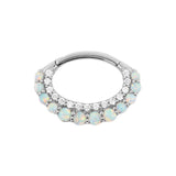 Nikkelvrij Stalen Daith Clicker - Opaal En Zirkonia White opal