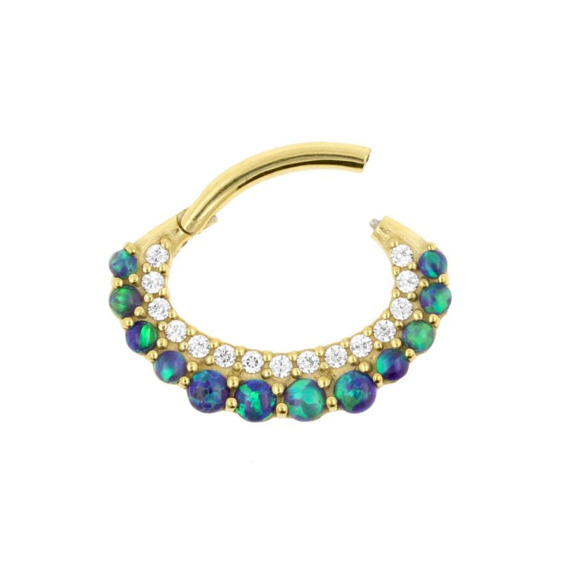 Nikkelvrij Stalen Daith Clicker - Opaal En Zirkonia Black Opal