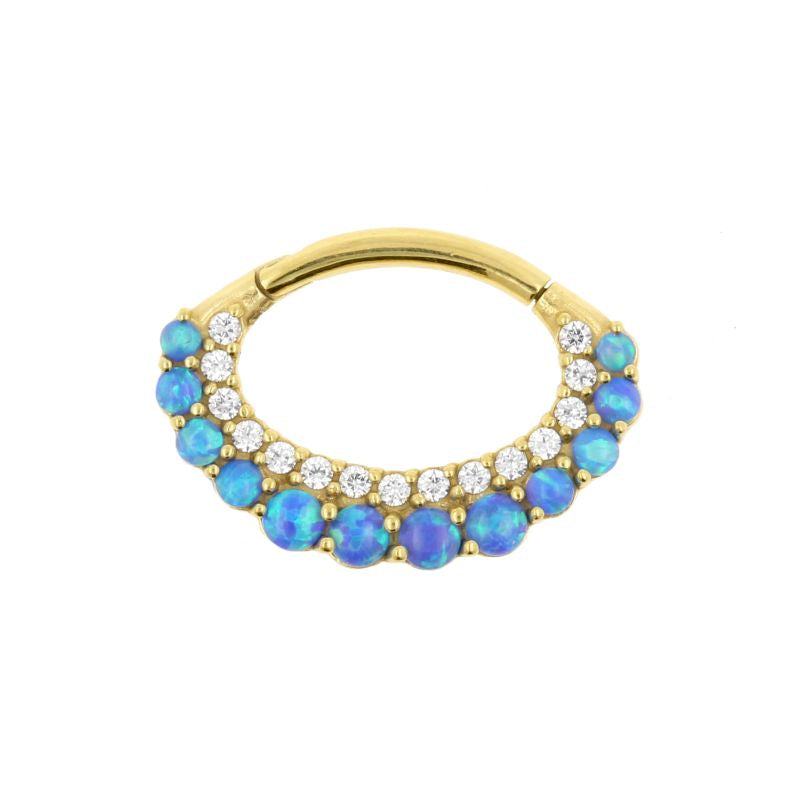 Nikkelvrij Stalen Daith Clicker - Opaal En Zirkonia Blue Opal