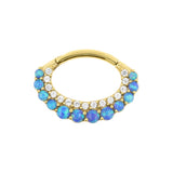 Nickel-Free Stainless Steel Daith Clicker - Opal And Zirconia Blue Opal
