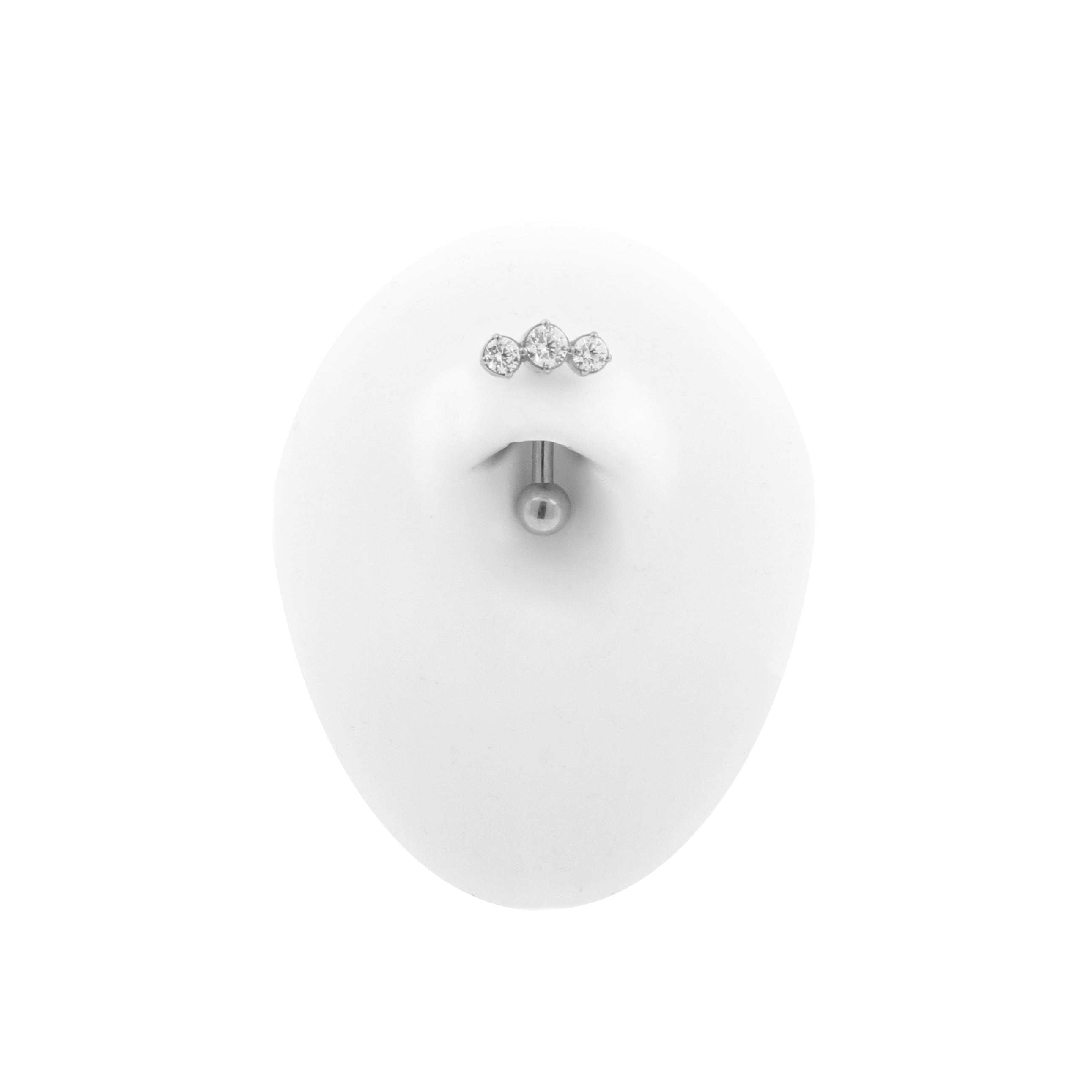 Surgical Steel Navel Curve Triple Zirconia Silver