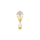 Chirurgisch Stalen Navelpiercing Zirkonia Druppel Hanger Goud