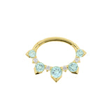 18 Karat Gold Septum Clicker with Diamond & Blue Topaz