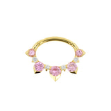 18 Karat Gold Septum Clicker with Diamond & Pink Sapphire