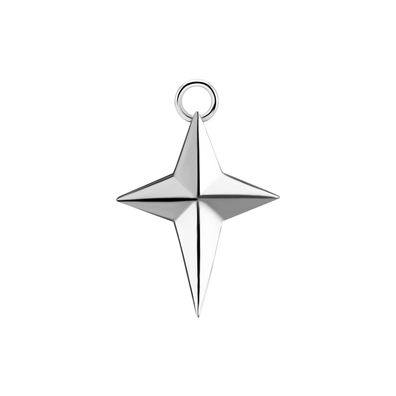 Nikkelvrij Staal Click Ring Bedel - Cross Zilver