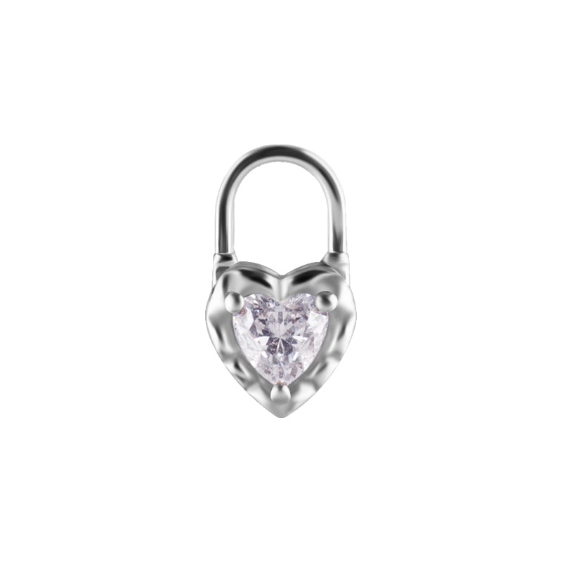 Nikkelvrij Staal Click Ring Bedel - Zirkonia Heart Locket Zilver