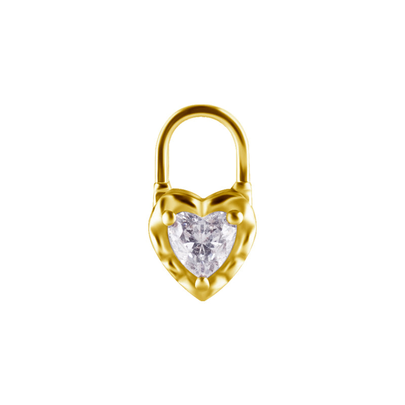 Nikkelvrij Staal Click Ring Bedel - Zirkonia Heart Locket Goud