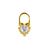 Nikkelvrij Staal Click Ring Bedel - Zirkonia Heart Locket Goud