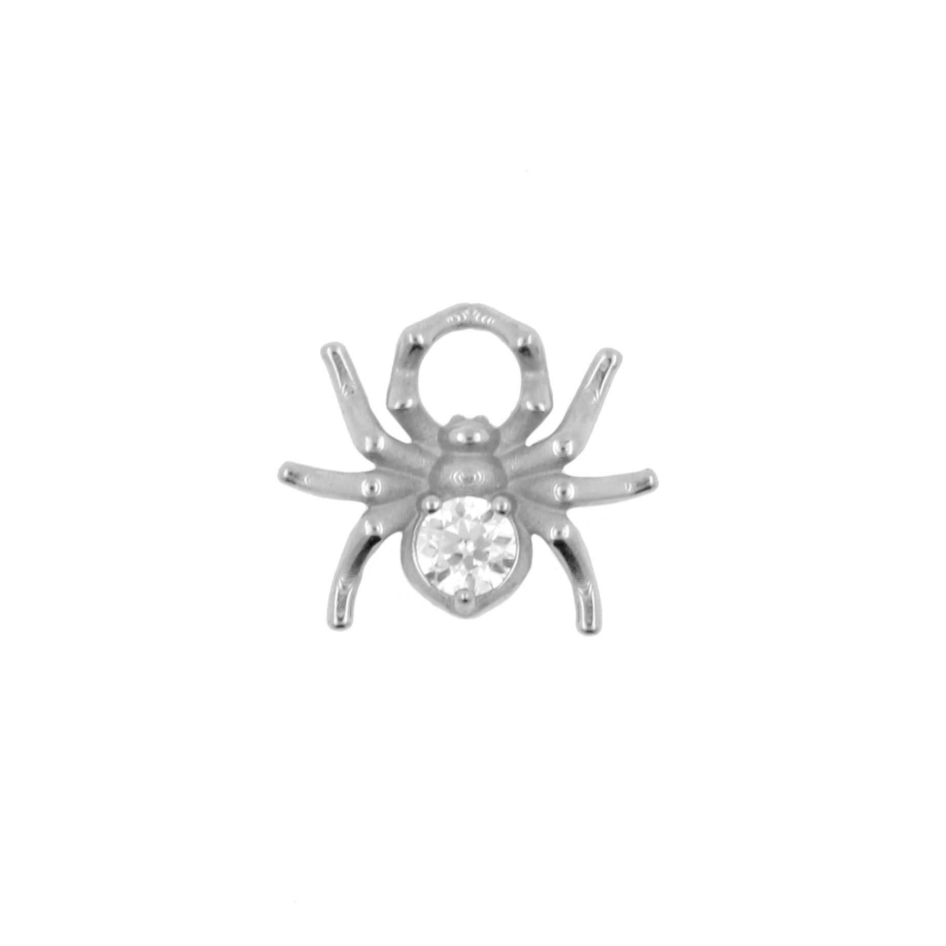 Nikkelvrij Stalen Click Ring Bedel - Zirkonia Spider Zilver