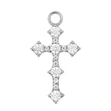 Nikkelvrij Stalen Click Ring Bedel - Zirkonia Cross Zilver