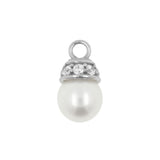 Nikkelvrij Stalen Click Ring Bedel - Pearl Zilver