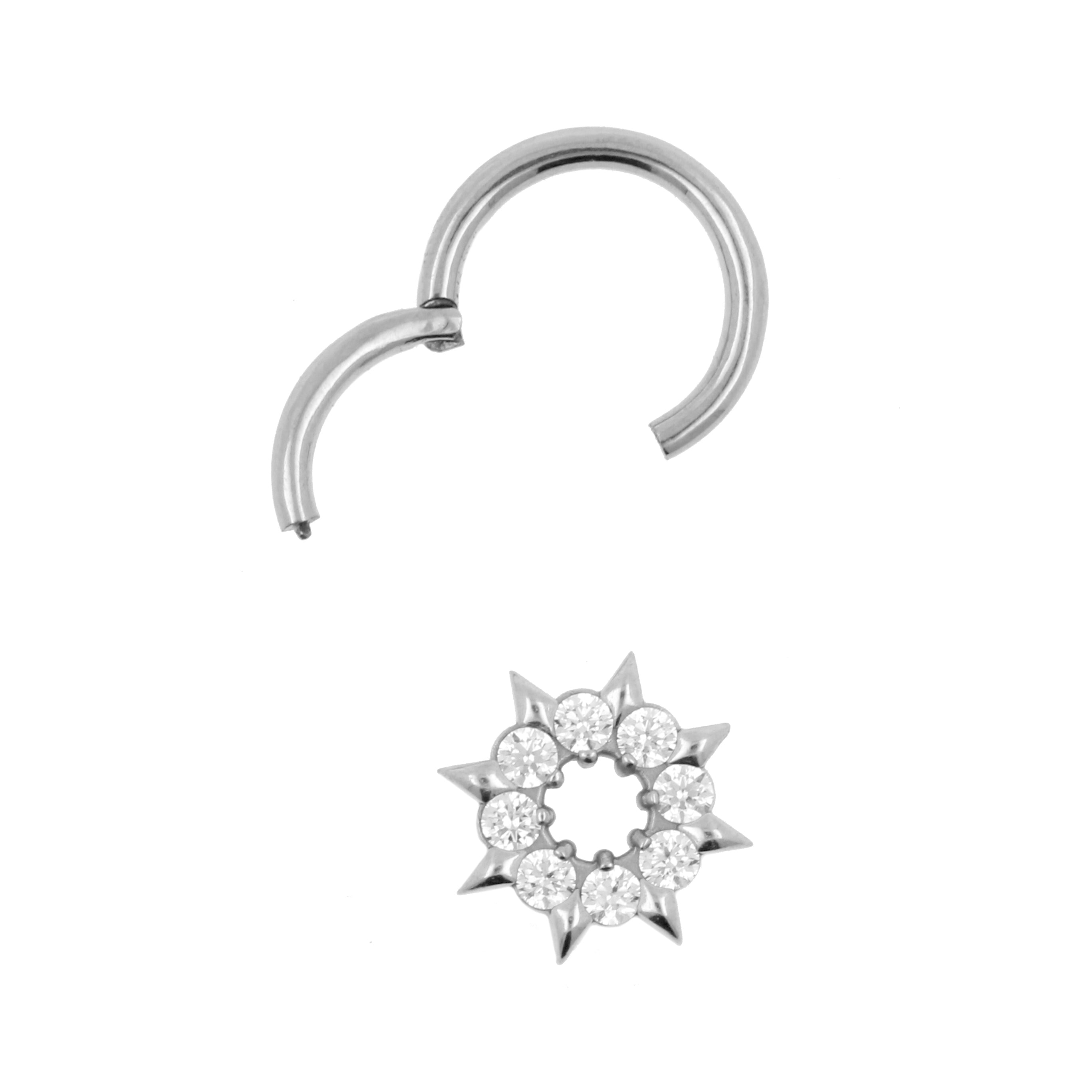 Nikkelvrij Stalen Click Ring Bedel - Zirkonia Wheel Zilver