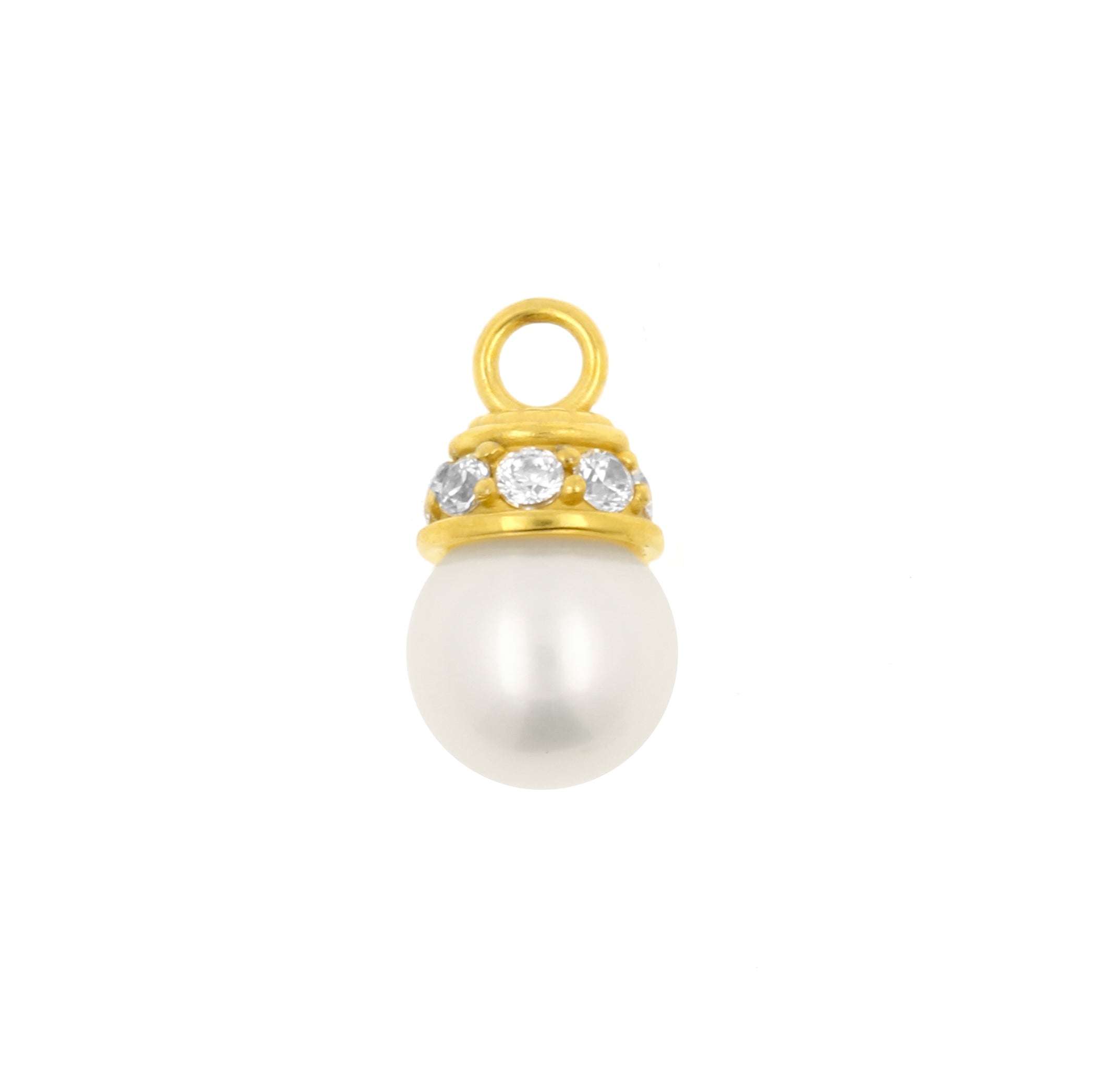 Nikkelvrij Stalen Click Ring Bedel - Pearl Goud