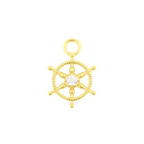 Nikkelvrij Stalen Click Ring Bedel - Zirkonia Wheel Goud