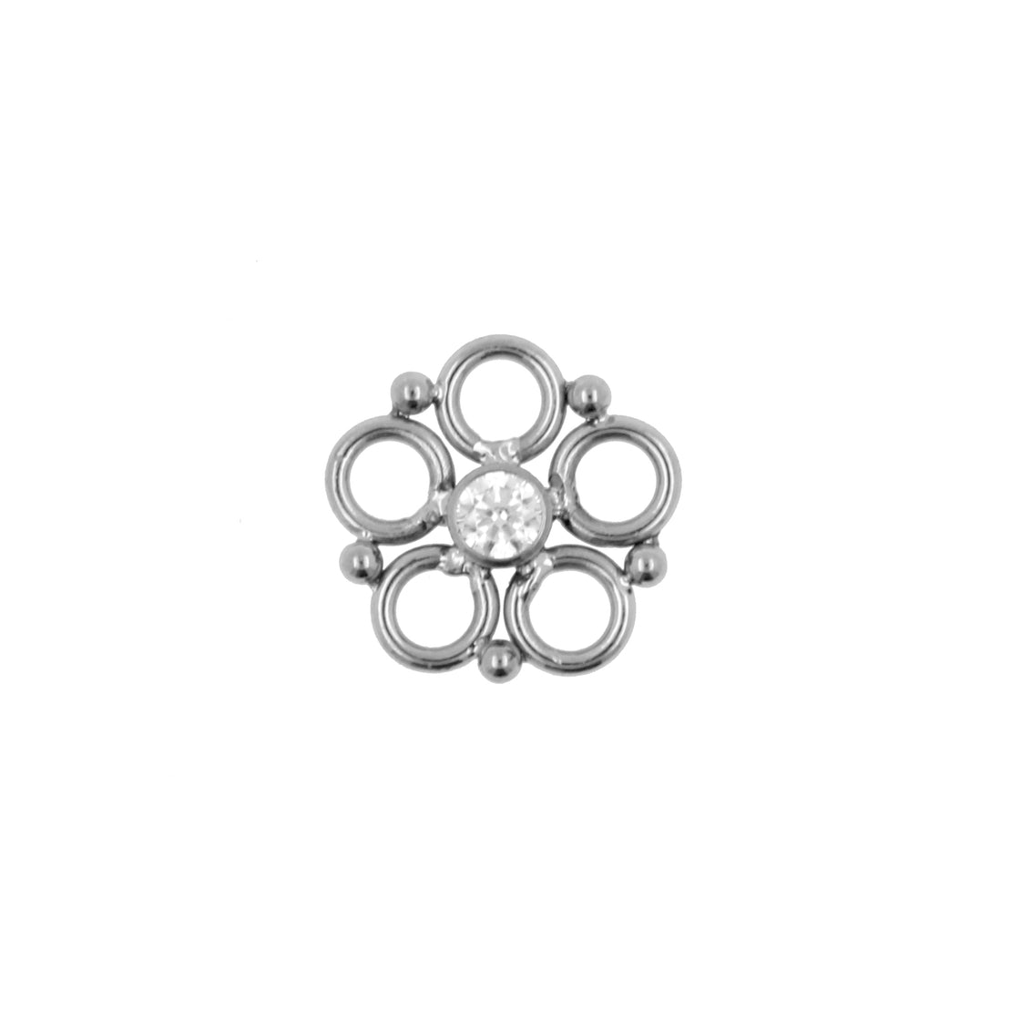 Titanium Click Ring Charm - Zirconia Circle Cluster Silver
