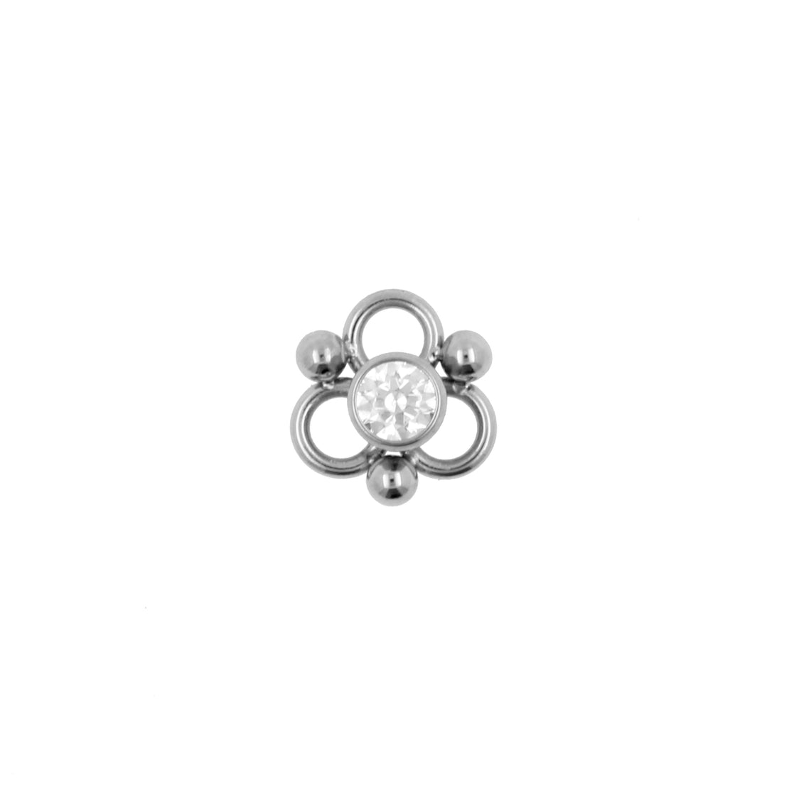 Titanium Click Ring Charm - Zirconia Circle Cluster Silver
