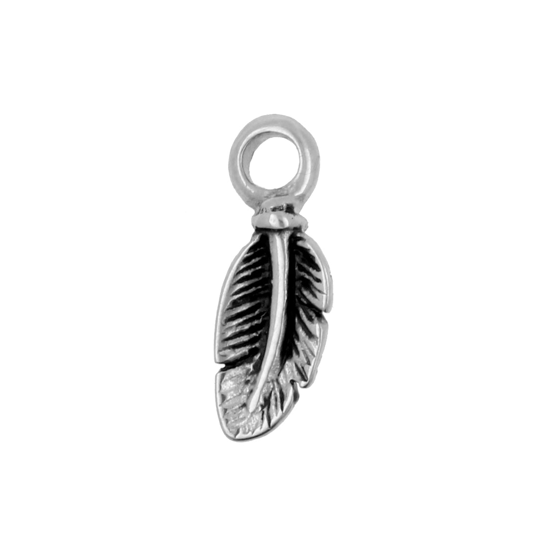 Chirurgisch Stalen Click Ring Bedel - Feather Zilver