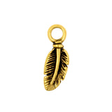 Surgical Steel Click Ring Charm - Feather Gold