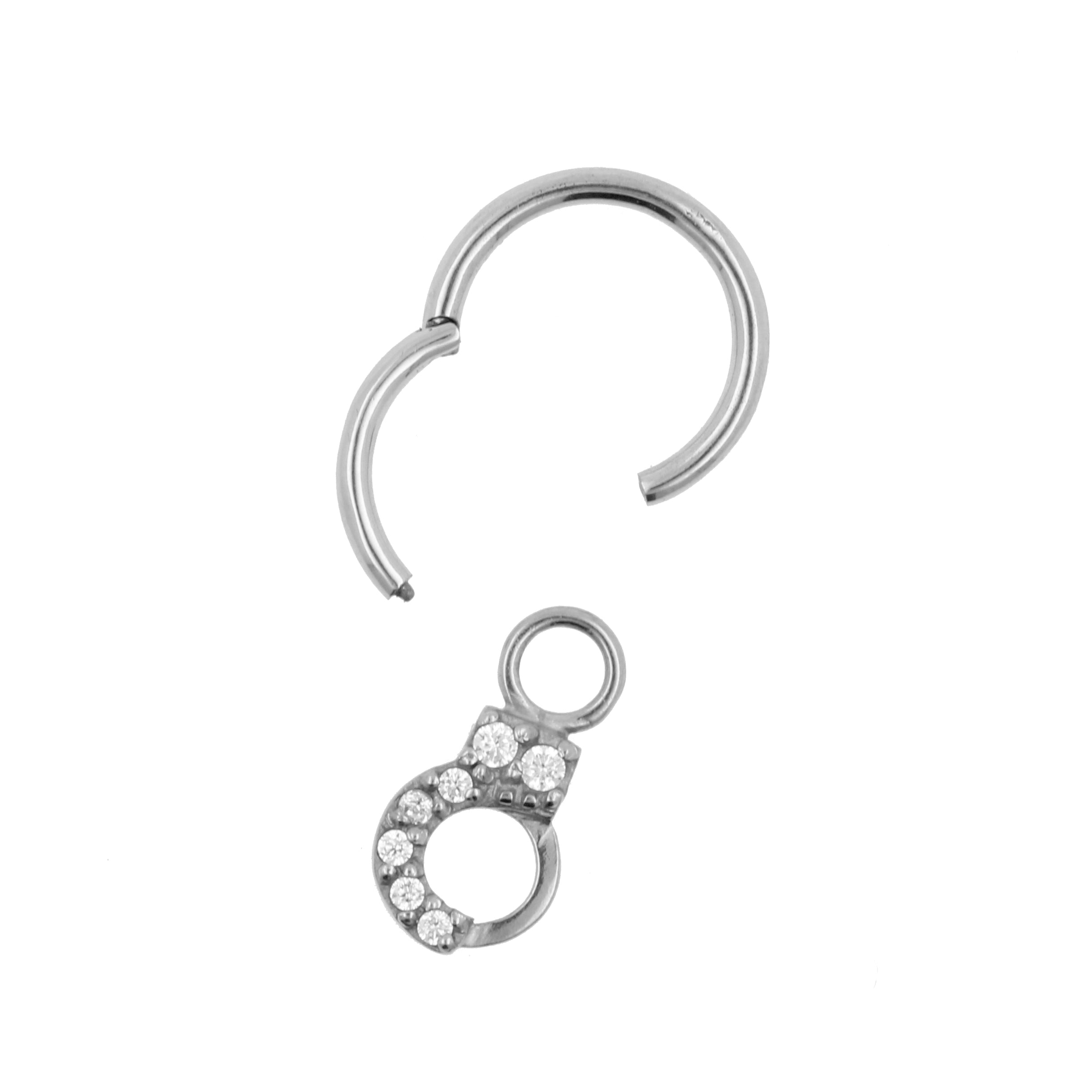 Chirurgisch Stalen Click Ring Bedel - Cuff Zilver