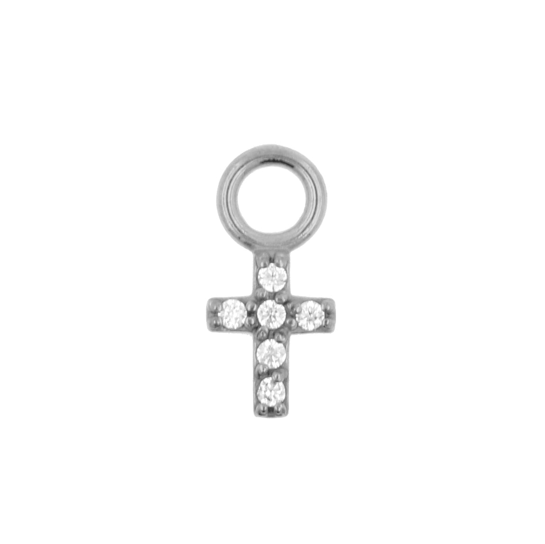 Surgical Steel Click Ring Charm - Cross Silver