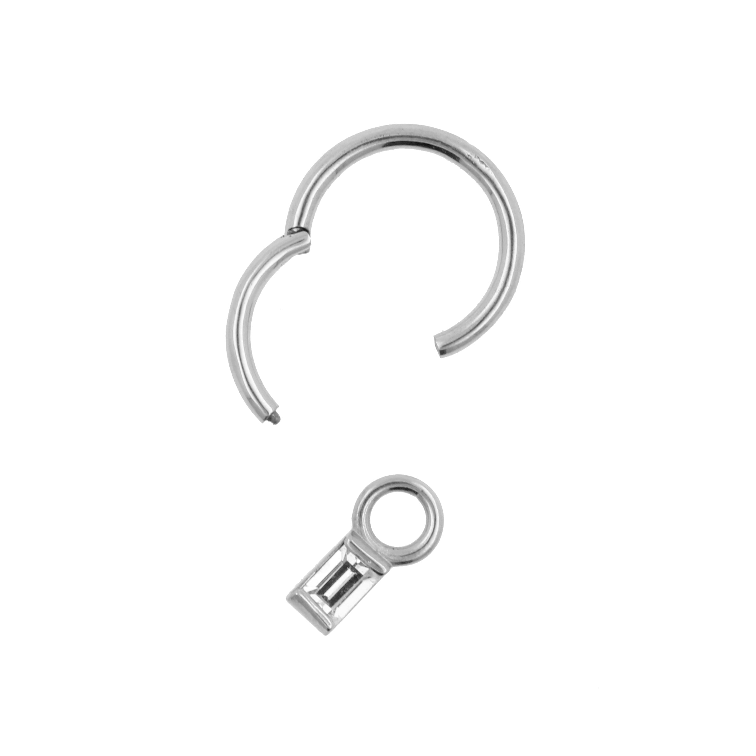 Chirurgisch Stalen Click Ring Bedel - Rectangle Zilver