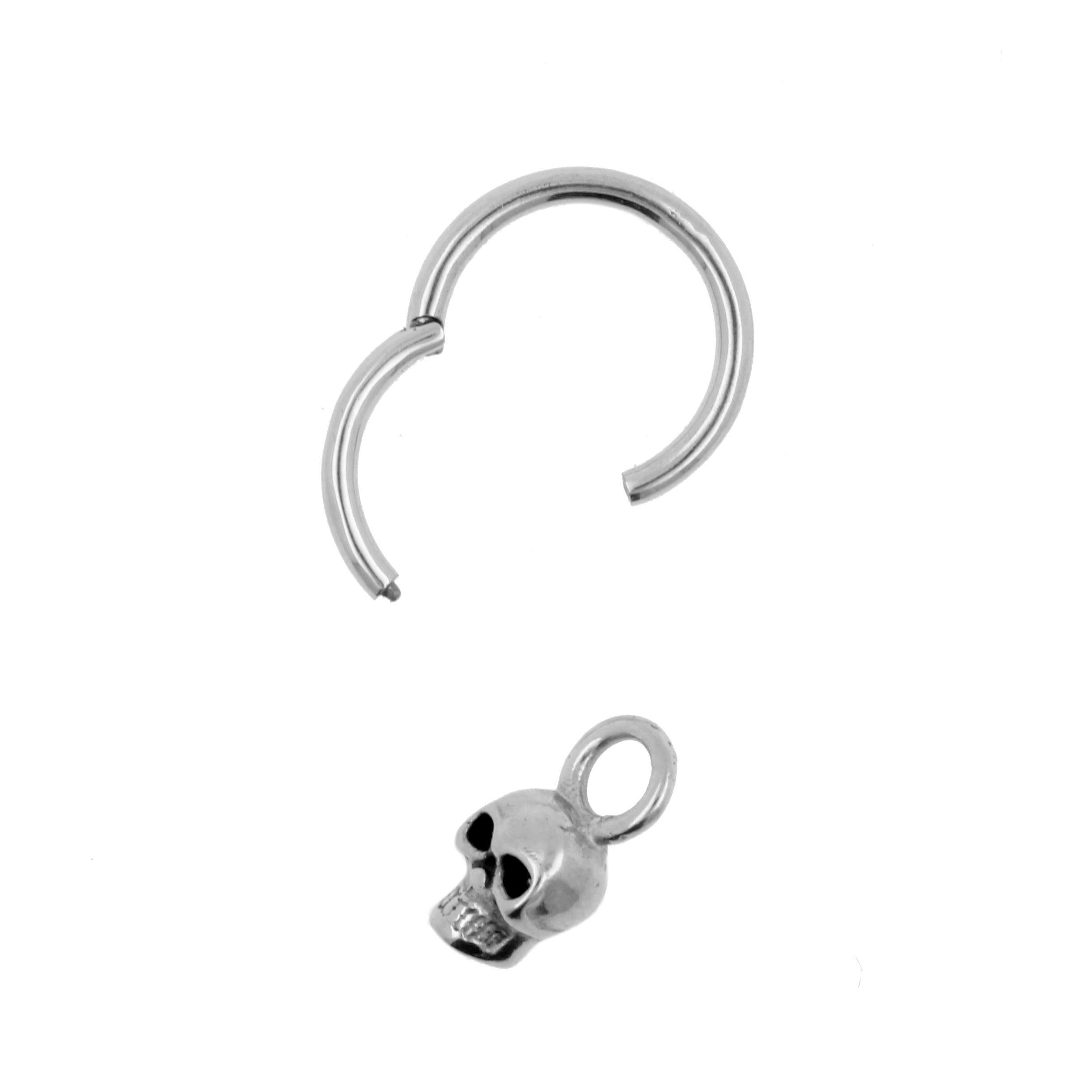 Chirurgisch Stalen Click Ring Bedel - Skull Zilver