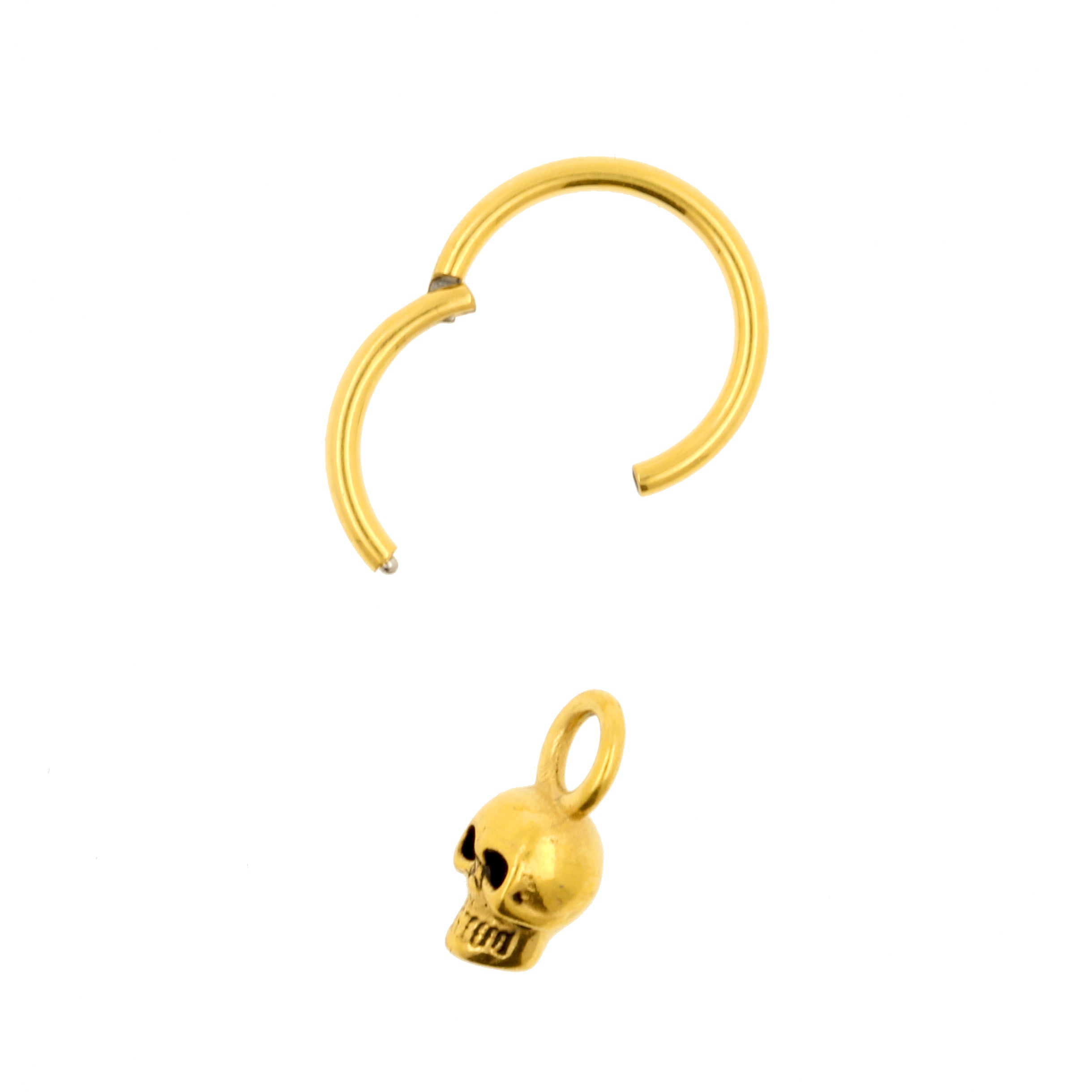 Chirurgisch Stalen Click Ring Bedel - Skull Goud