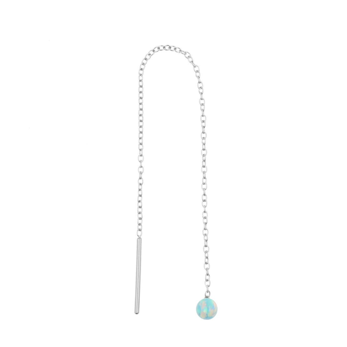 Surgical Steel Ear Threader Opal Ball Light Green Opal