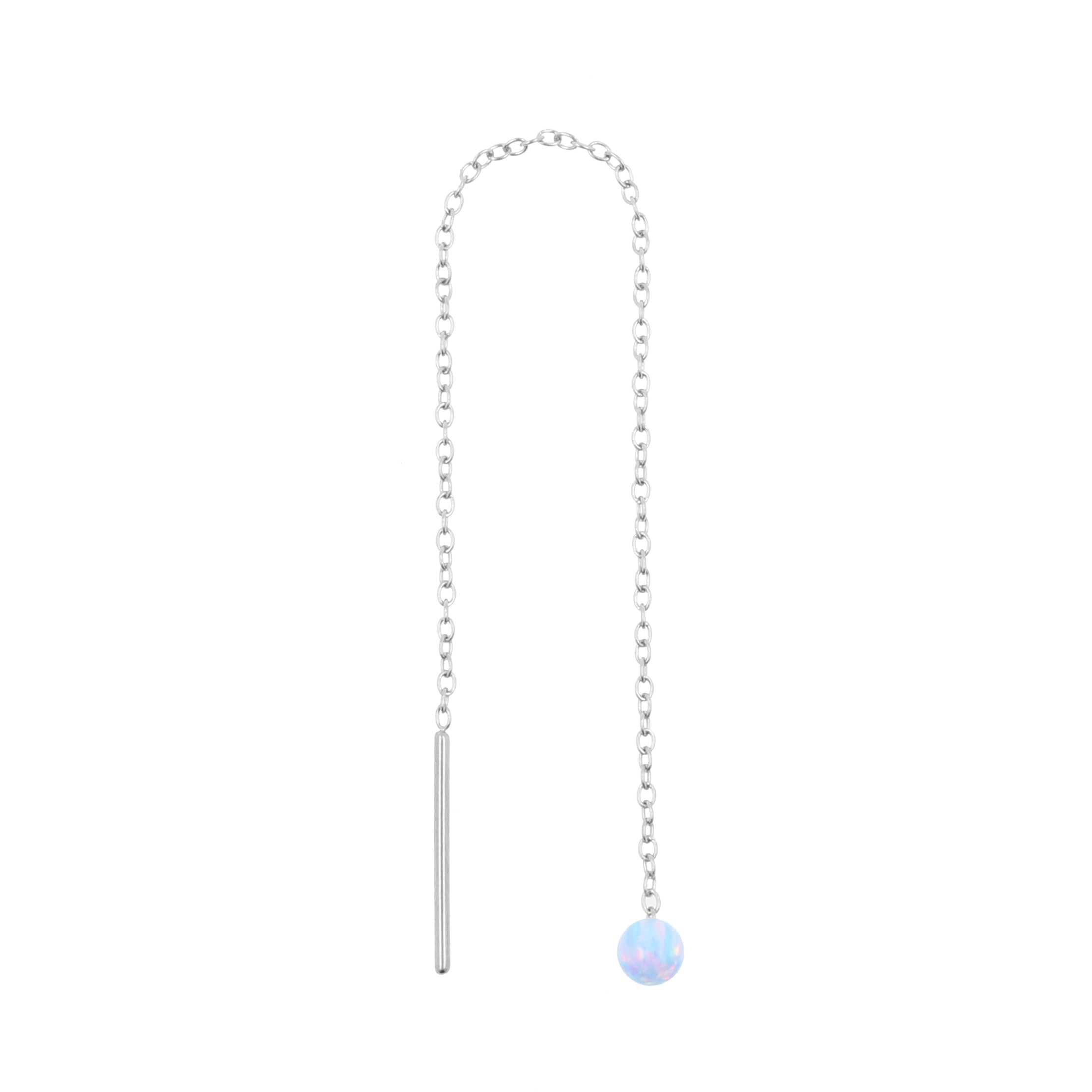 Chirurgisch Stalen Oor Threader Opaal Bal Light Blue Opal