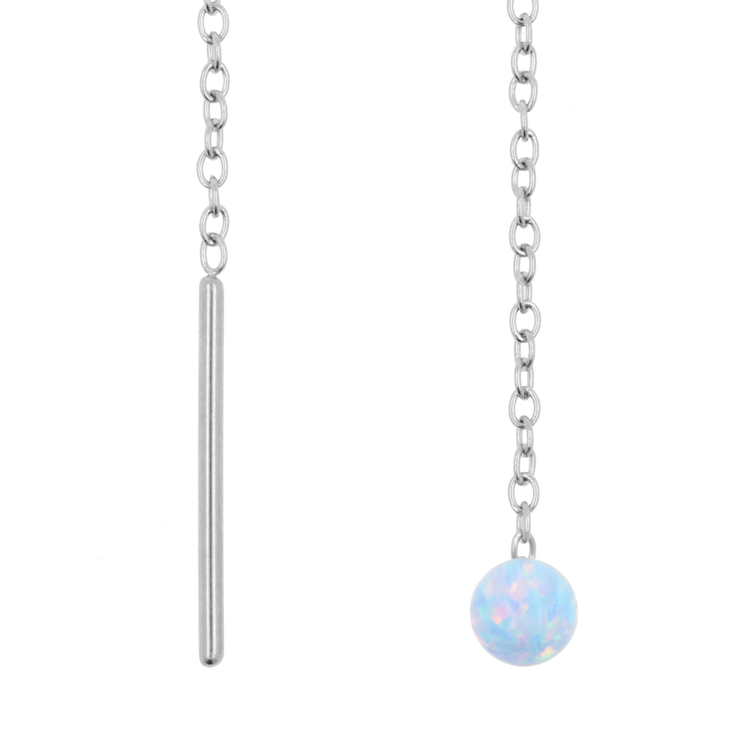 Chirurgisch Stalen Oor Threader Opaal Bal Light Blue Opal