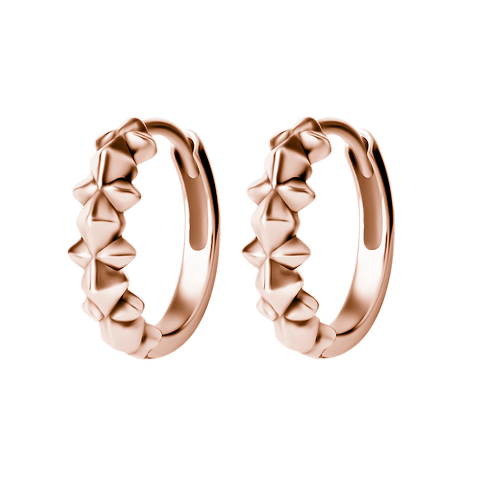 Surgical Steel Click Hoop Earrings - Spikes Rose Gold