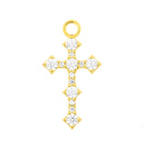 Nikkelvrij Stalen Click Ring Bedel - Zirkonia Cross Goud