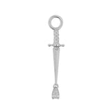 Nikkelvrij Stalen Click Ring Bedel - Zirkonia Dagger - Zilver
