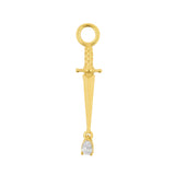 Nikkelvrij Stalen Click Ring Bedel - Zirkonia Dagger - Goud