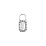 Nikkelvrij Stalen Click Ring Bedel - Vintage Rectangle - Zilver