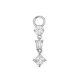 Nikkelvrij Stalen Click Ring Bedel - Zirkonia Dangle - Zilver