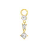 Nikkelvrij Stalen Click Ring Bedel - Zirkonia Dangle - Goud