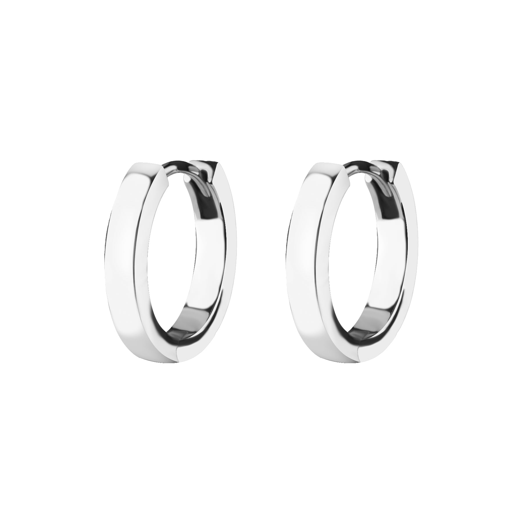 Nickel-Free Stainless Steel Click Hoop Earrings - Flat - 2,5 mm width Silver