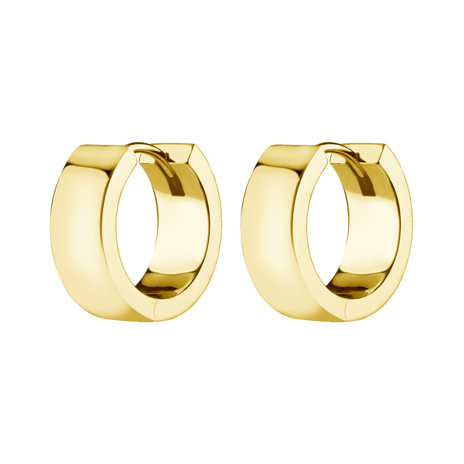 Nickel-Free Stainless Steel Click Hoop Earrings - Flat - 5,5 mm width Gold