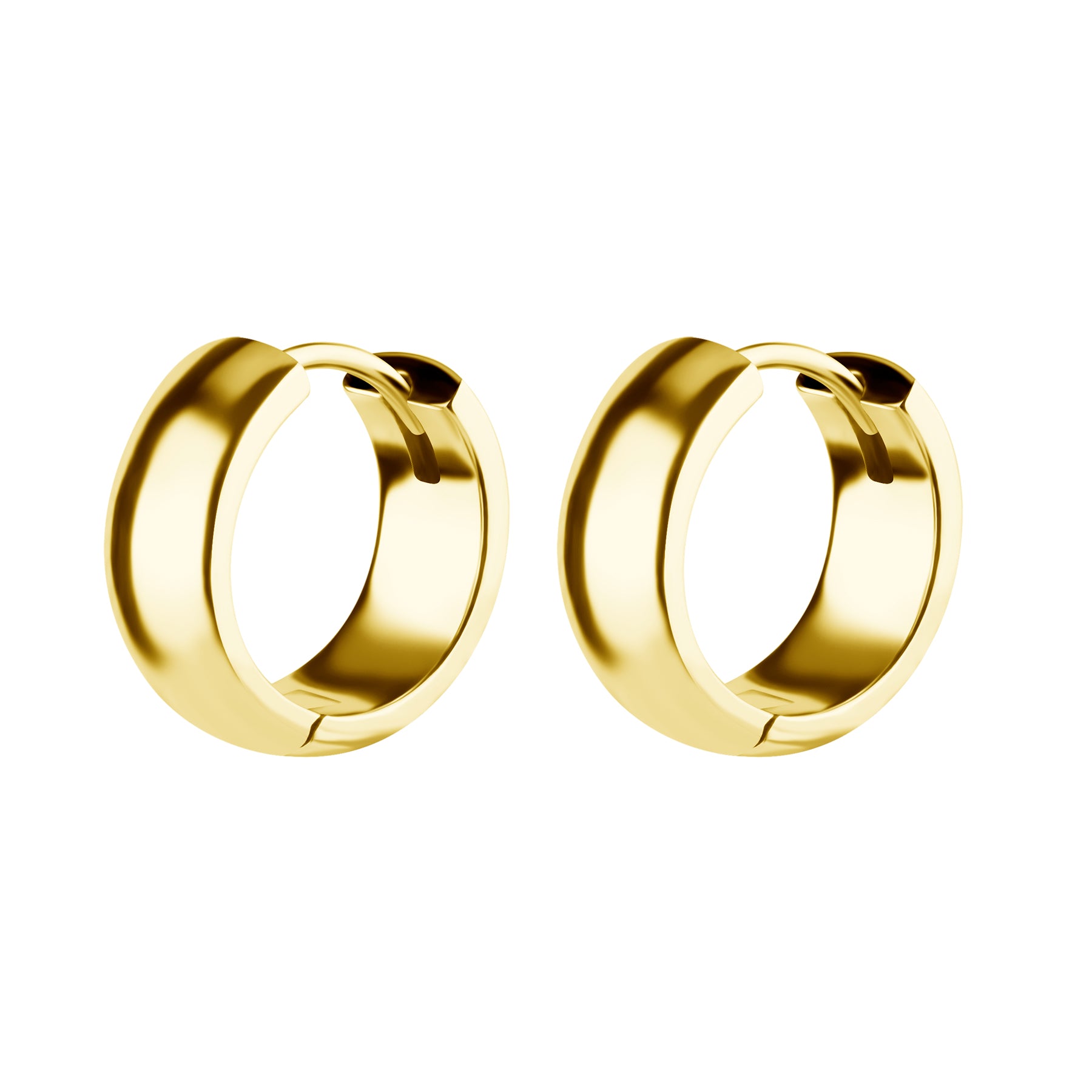 Nickel-Free Stainless Steel Click Hoop Earrings - Domed - 5,5 mm width Gold