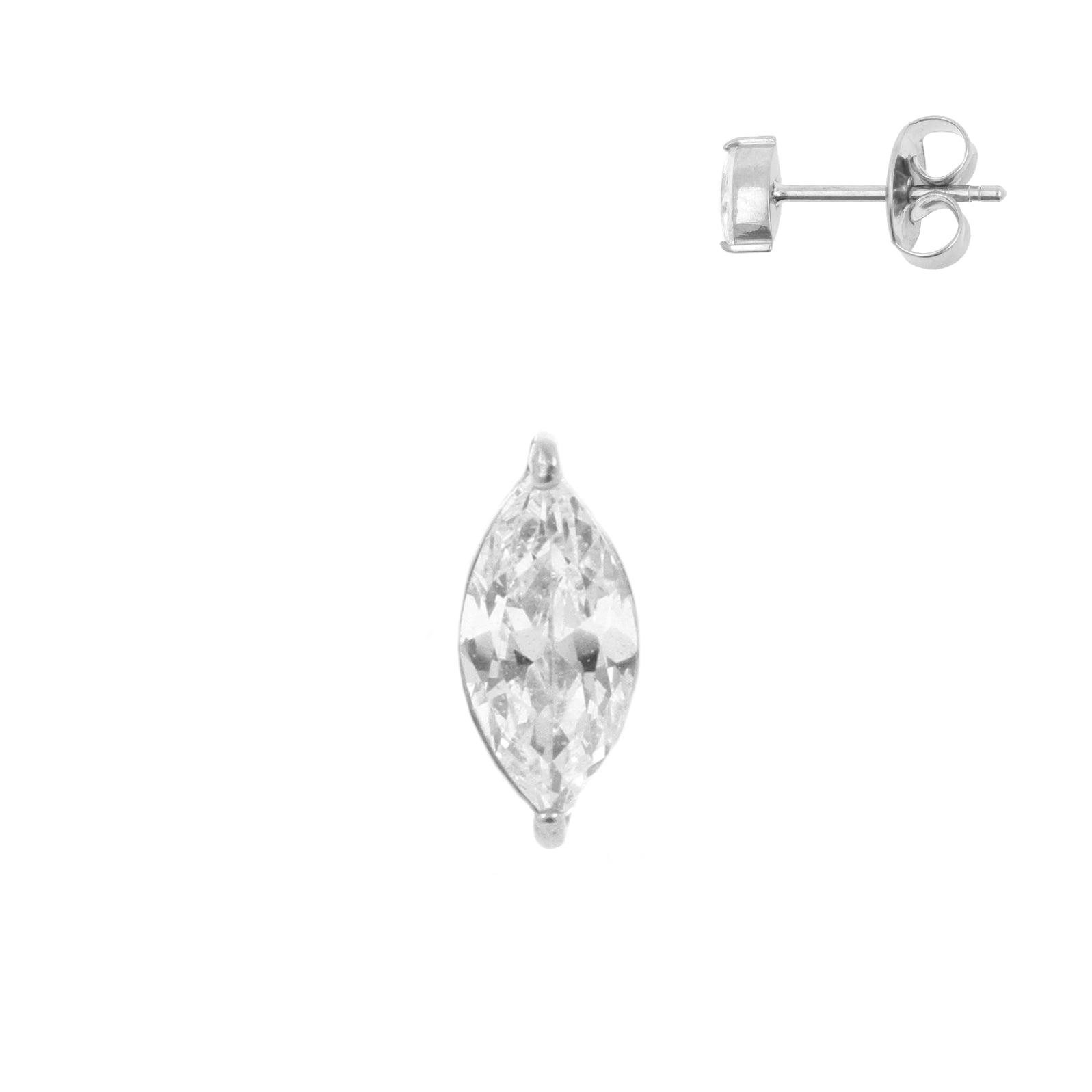 Surgical Steel Ear Studs - Zirconia Princess Silver