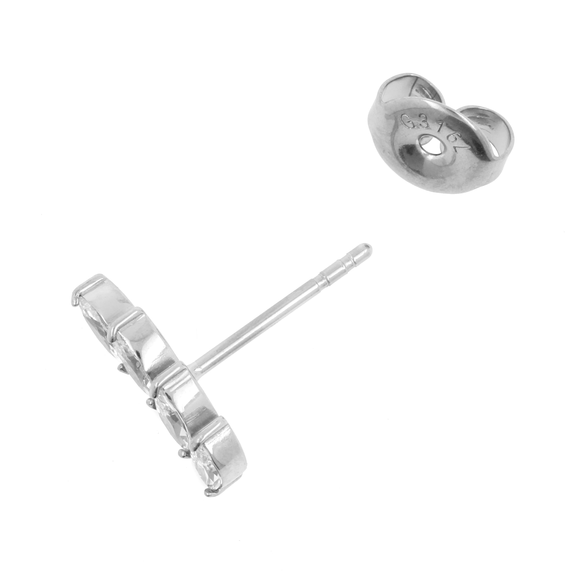 Surgical Steel Ear Studs - Zirconia Wing Silver