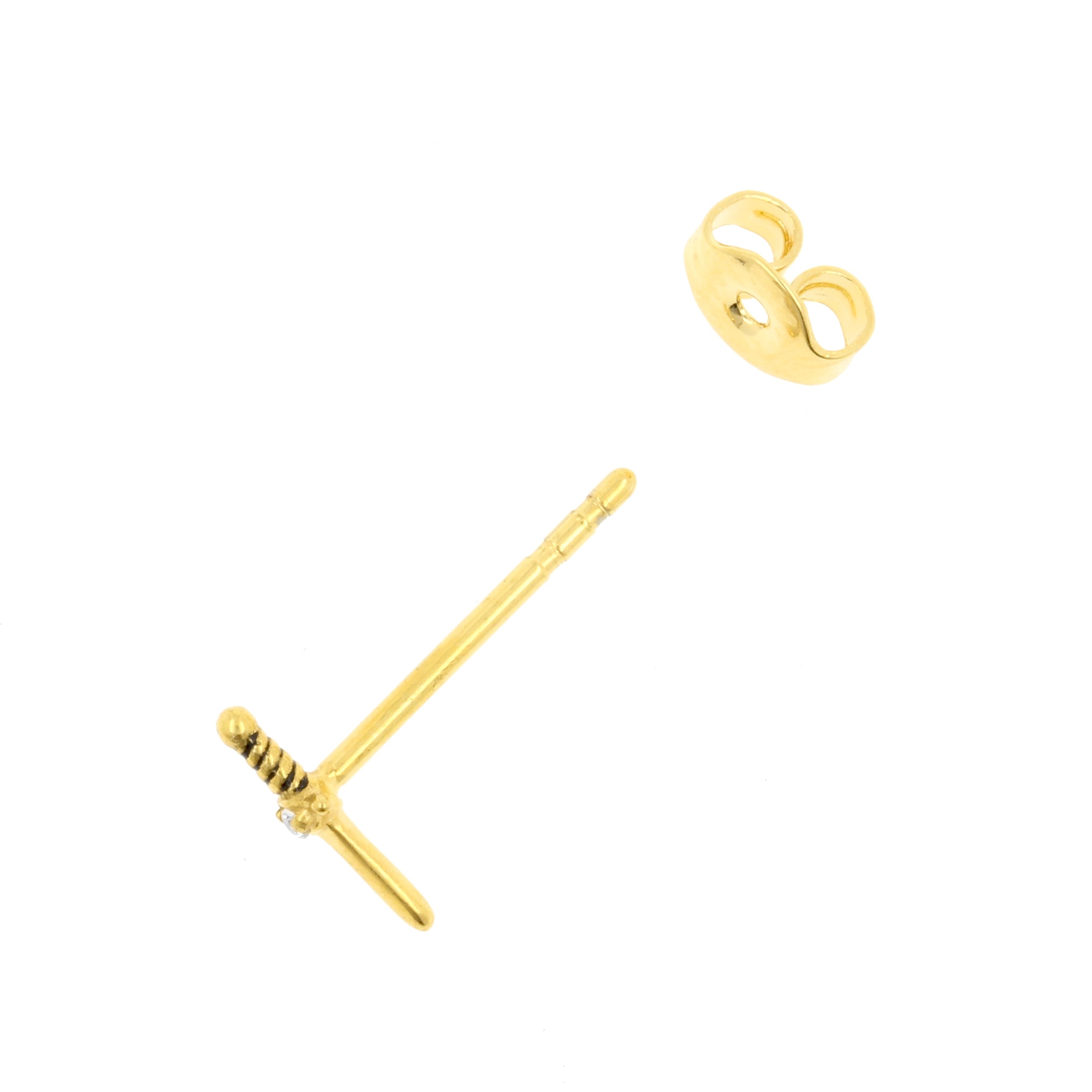 Surgical Steel Ear Studs - Zirconia Dagger Gold