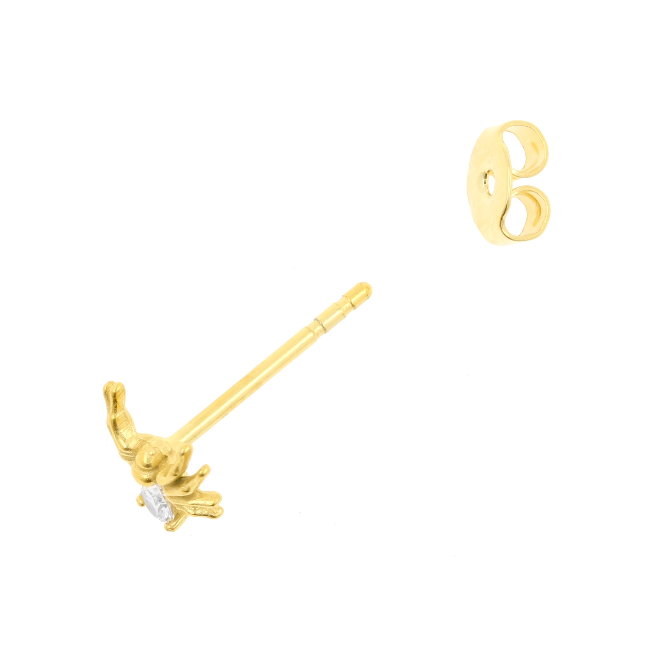 Surgical Steel Ear Studs - Zirconia Spider Gold