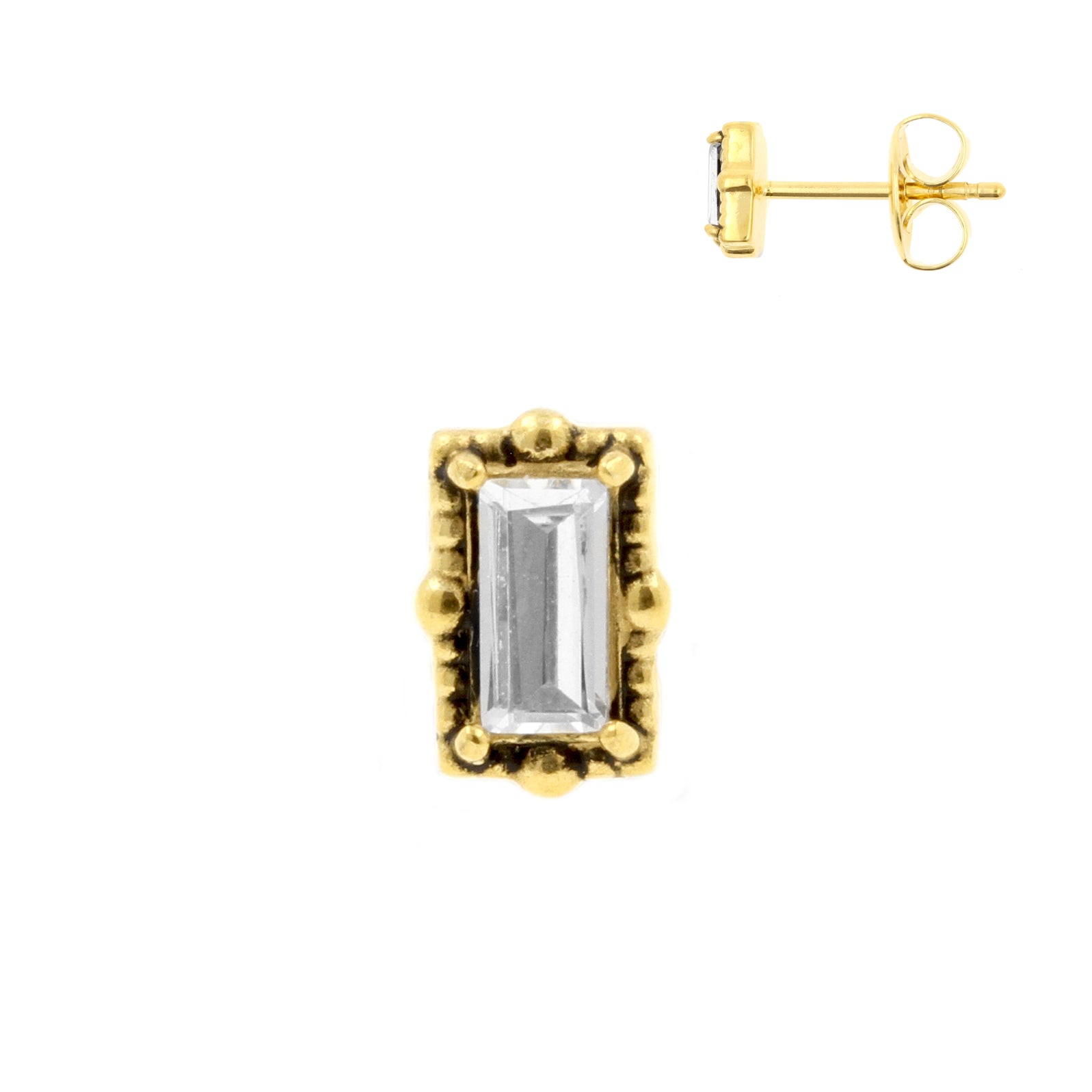 Surgical Steel Ear Studs - Vintage Rectangle Gold