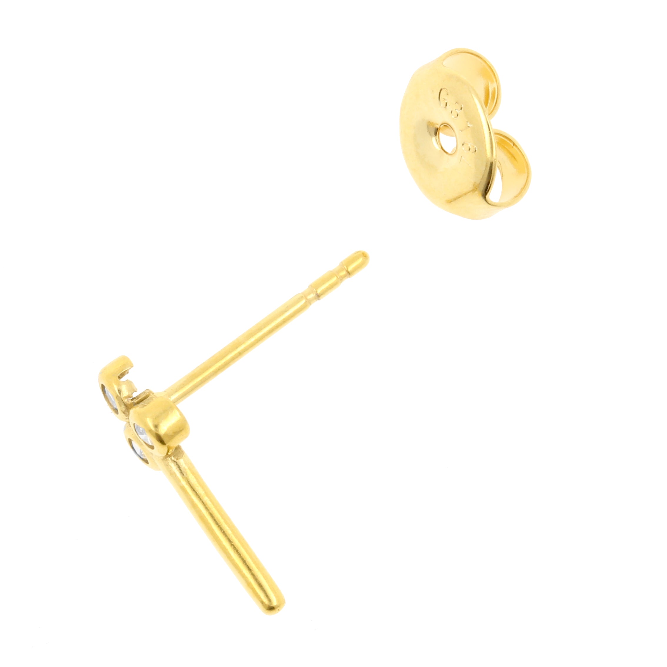 Surgical Steel Ear Studs - Zirconia Key Gold