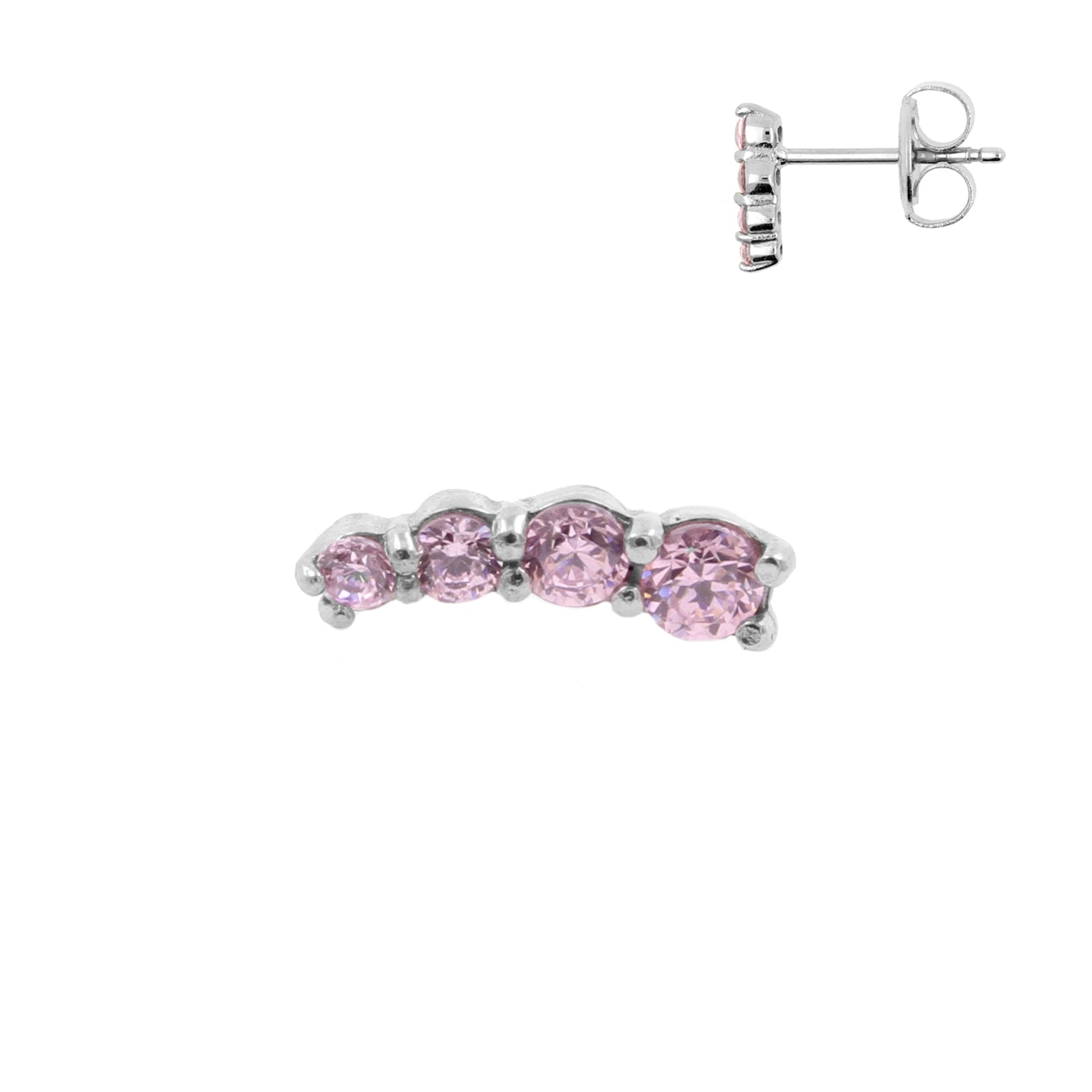 Surgical Steel Jewelled Ear Studs Pink