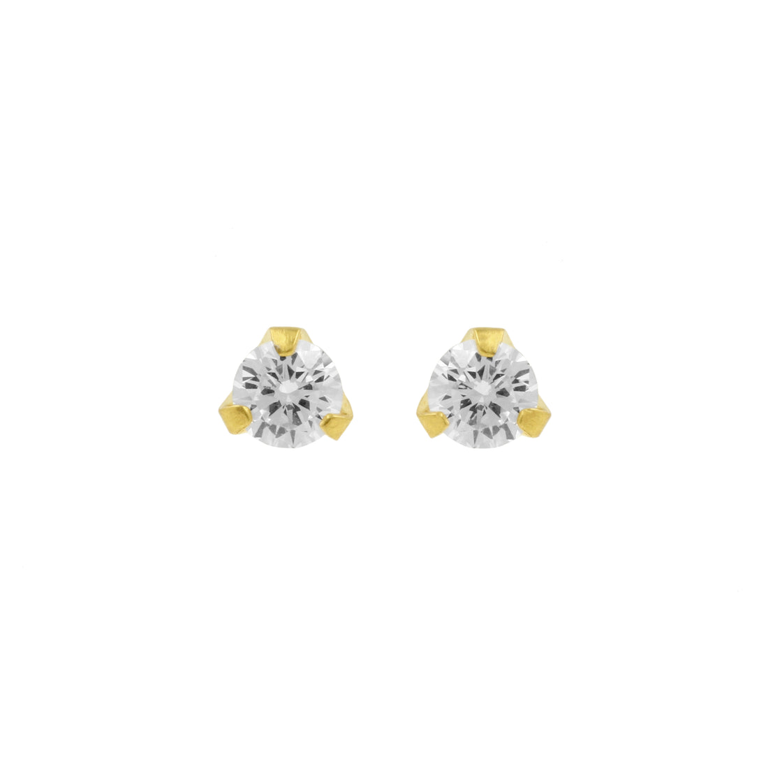 Surgical Steel Ear Studs - Round Zirconia  Gold