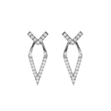 Chirurgischer Stahl Zirkonia Ohrstecker V-förmig mit Jacket Silber