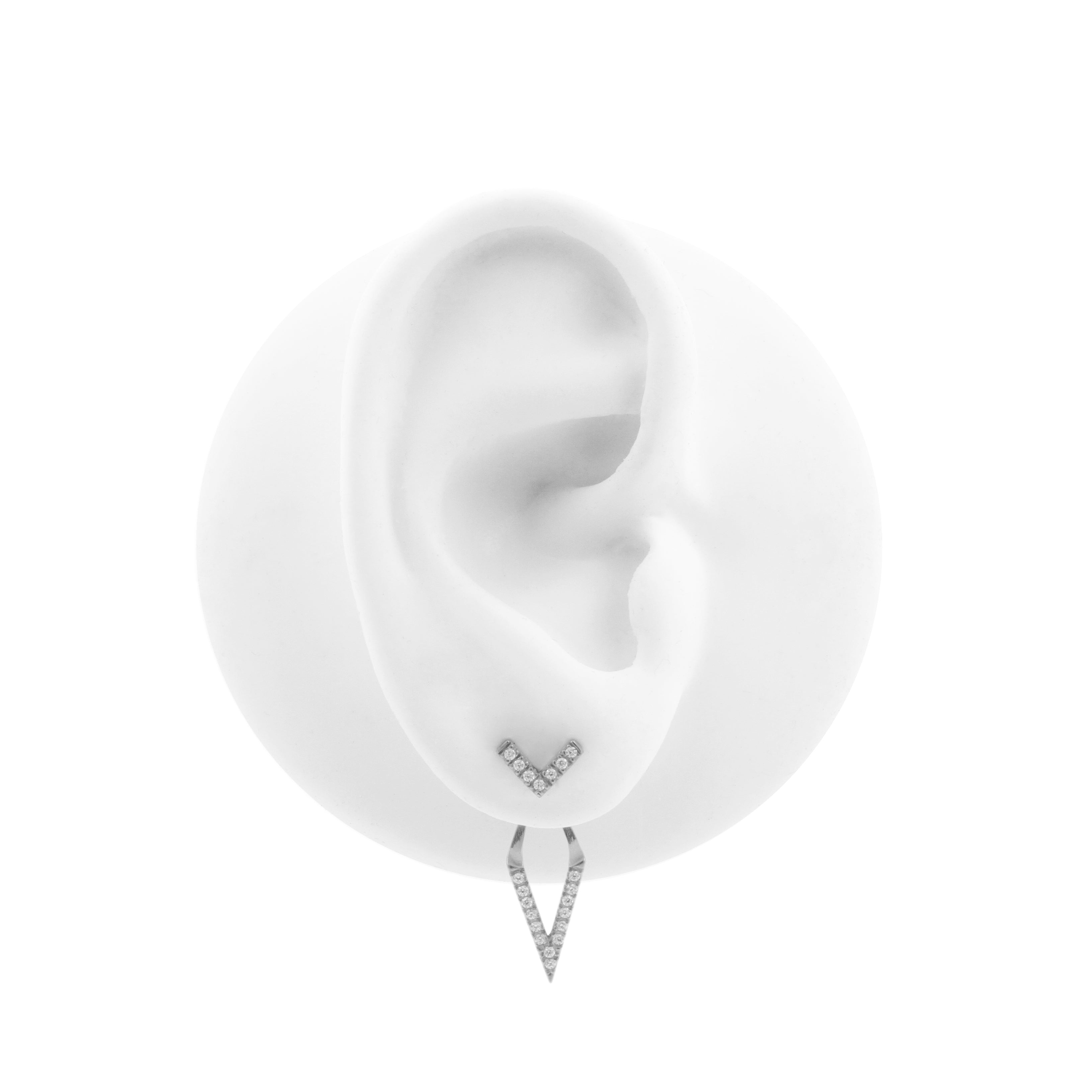 Chirurgisch Staal Zirkonia Oorbel Studs V-vormig met Jacket Zilver